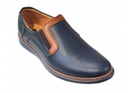 Pantofi barbati casual din piele naturala bleumarin - GKR90BLU